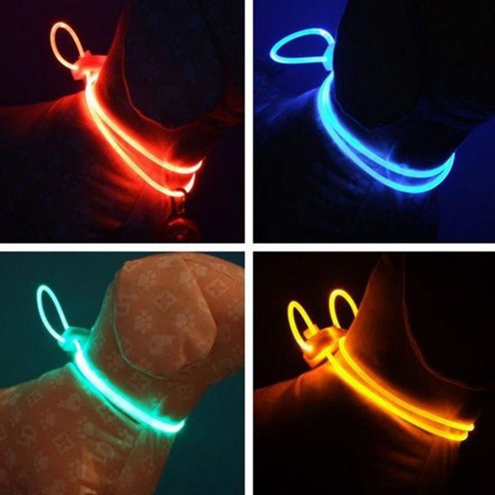 1 stuks meerkleurige led-hondenhalsband, verstelbare nachtveiligheidshalsband voor huisdieren, lichtgevende oplichtende hondenhalsband: Geel