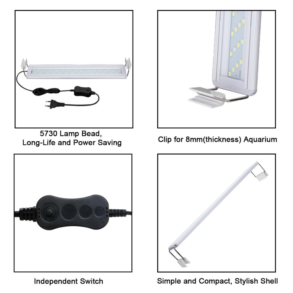 Aquarium Led Licht Slanke Uitschuifbare Clip-On Aquarium Plant Licht 5W/6W/8W/10W/11W/13W/16W/20W Aquarium Led Verlichting Voor Aquarium