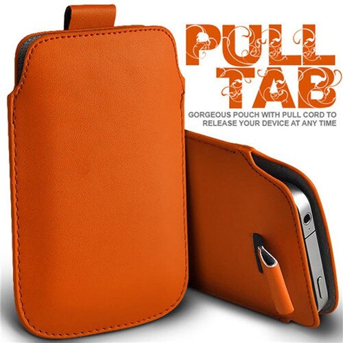 PU Leather Pull Tab Sleeve Pouch For LG K9 / K8 /Aristo2 X210/Zone 4/X2 Phone Cases Bag Universal Full Protection Pouch: Orange