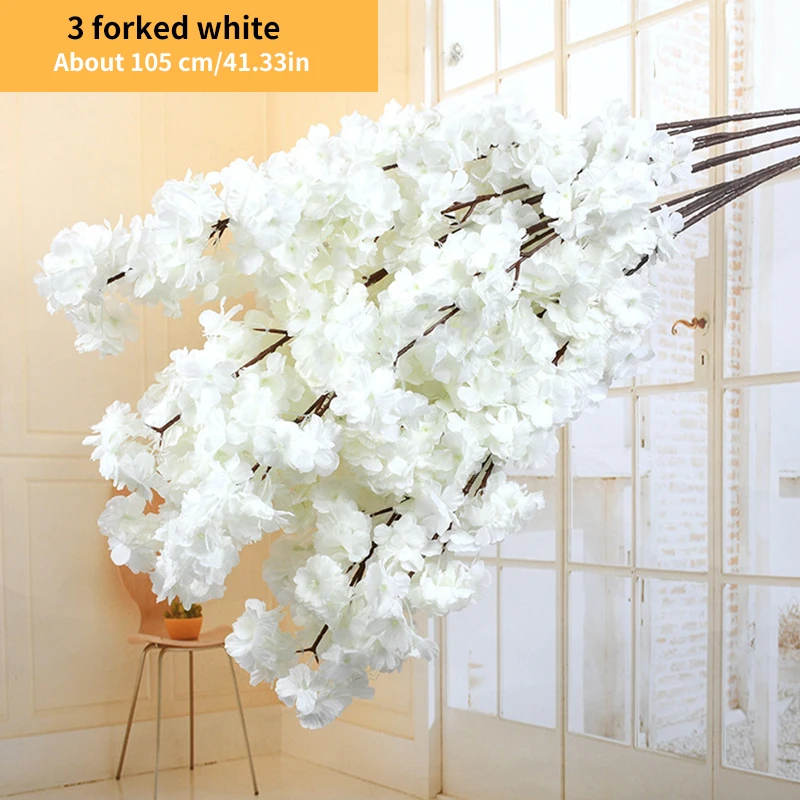 Künstliche Kirschblüte, rosa, weißer Kirschbaum, Seidenblume, Frühlingskirsche, DIY Bonsai-Bogen, Hochzeit, Requisiten, Heimdekoration