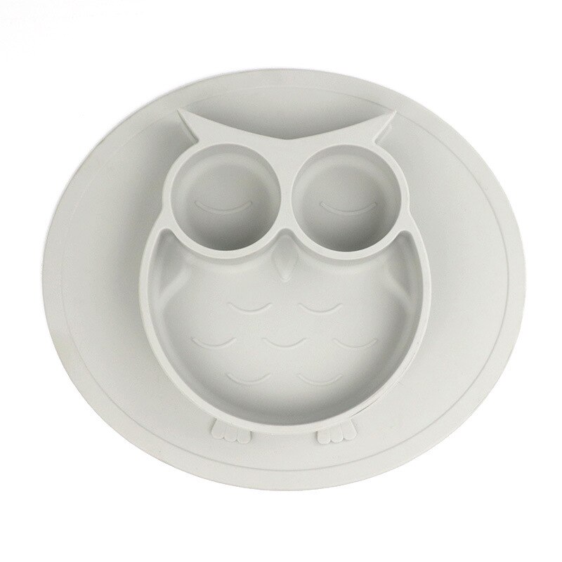 Tapis de Table en Silicone, assiette pour bébé, hibou plats 7 couleurs, plateau d'aspiration, Mini tapis antidérapant pour enfants, repas Fruits: grey