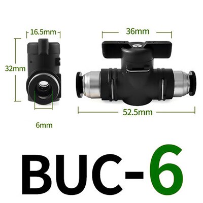 Buc 4 6 8 10 12mm pneumaattinen pikaliitin pu letkuliitin manuaalinen venttiili ohjauskytkin manuaalinen palloventtiili: Buc -6