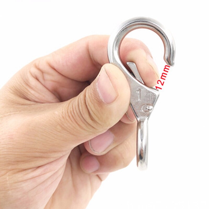 2Pcs Stainless Steel 316 Rigid Loaded Fixed Eye Spring Clip Snap Hook Carabiner Marine Hardware Accessories for Boats