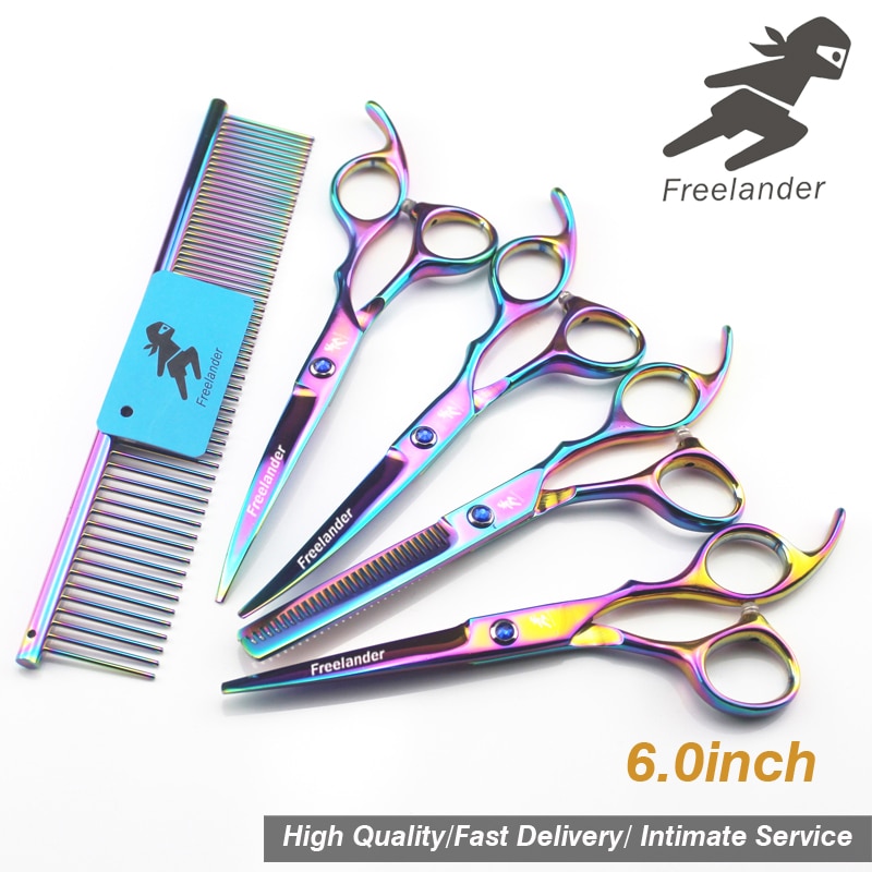 6.0 scissors dog pet grooming polishing tool animal hair Double tail curved scissors Cutting Scissors Thinning