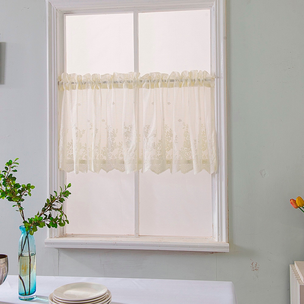 Lace kitchen curtains Waffle Woven Textured Valance for Bathroom Water Repellent Window Covering tenda#30