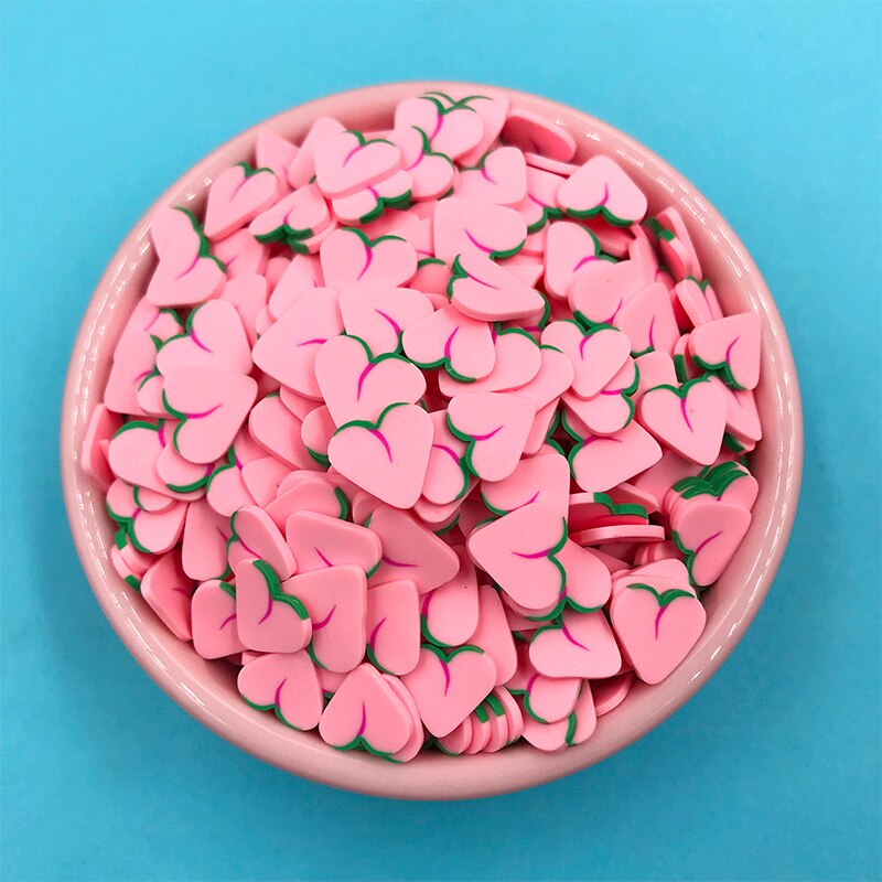 100g Clay Kawaii Peach Slice Polymer Clay Sprinkles for Crafts Phone Decoration Shaker Cards DIY Scrapbook Accessories 10mm