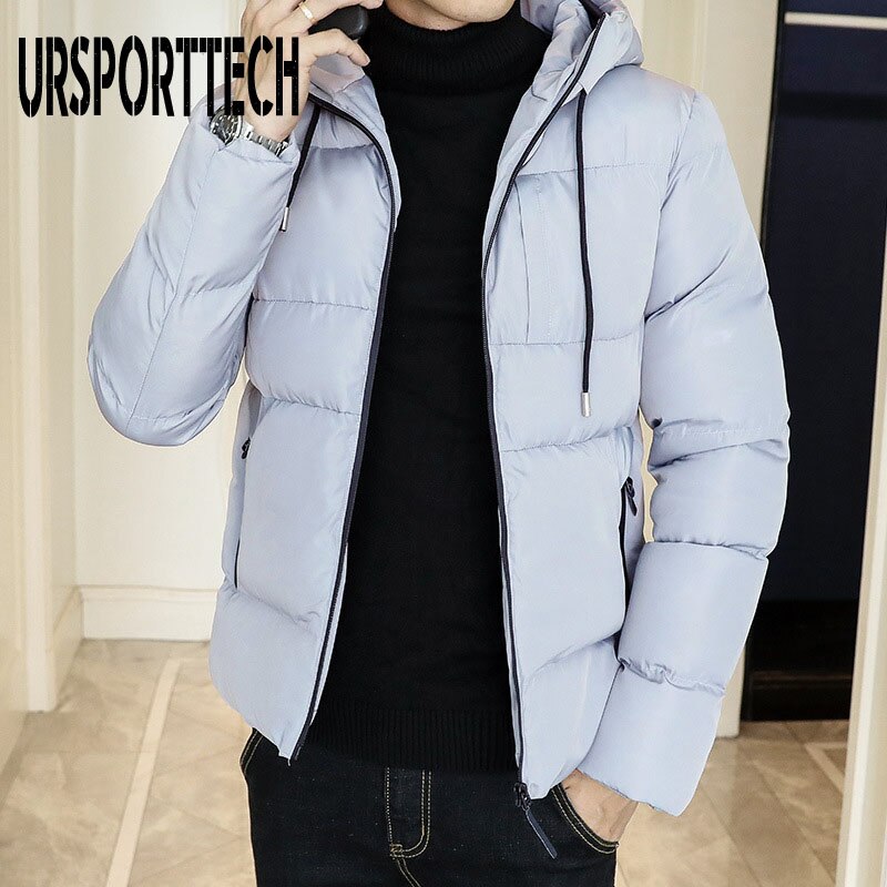 Vinterjakke herre parka afslappet vinterfrakke med hætte til mænd parkaer overtøj tyk varme slim fit frakker plus str. 4xl: Grå / Xl
