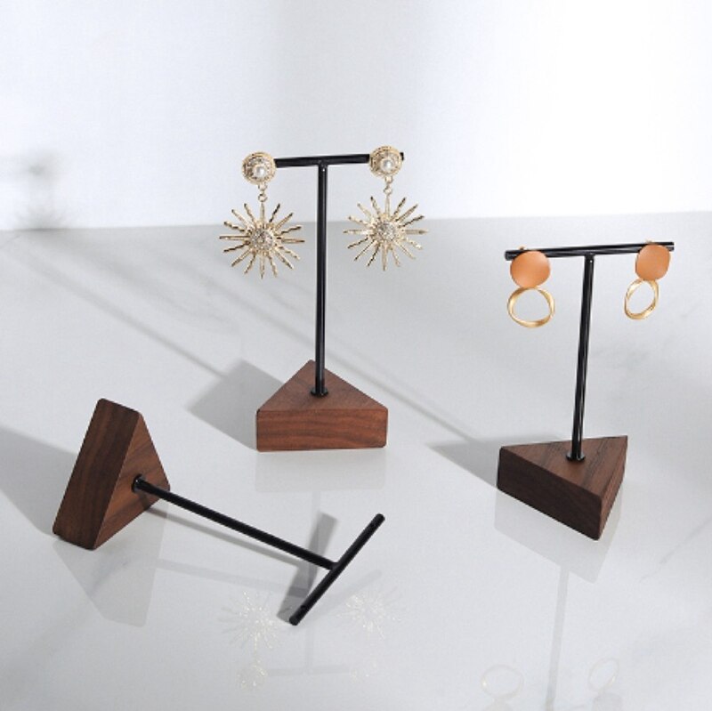 3Stck verdreifachen-enge getrieben T-Bar Ohrringe Schmuck Schießen Requisiten Nussbaum Ornamente Schmuck Anzeige Stand: Ursprünglich Titel