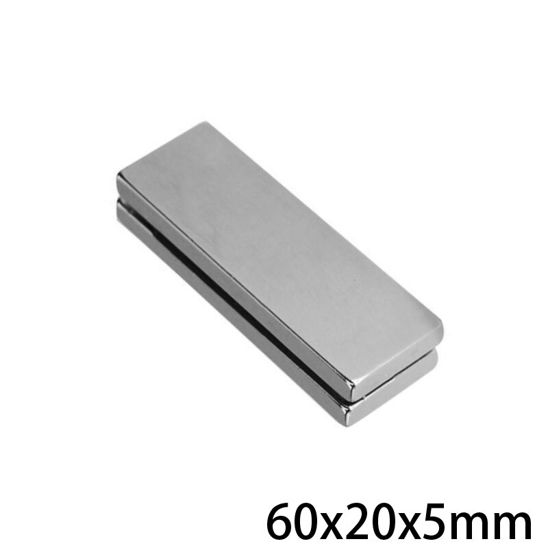 Imanes potentes de neodimio 60x20x5 de 60mm x 20mm N35 de 1 a 10 Uds. Imán de neodimio 60x20x5mm imanes permanentes de neodimio 60x20x5mm imán de hoja grande