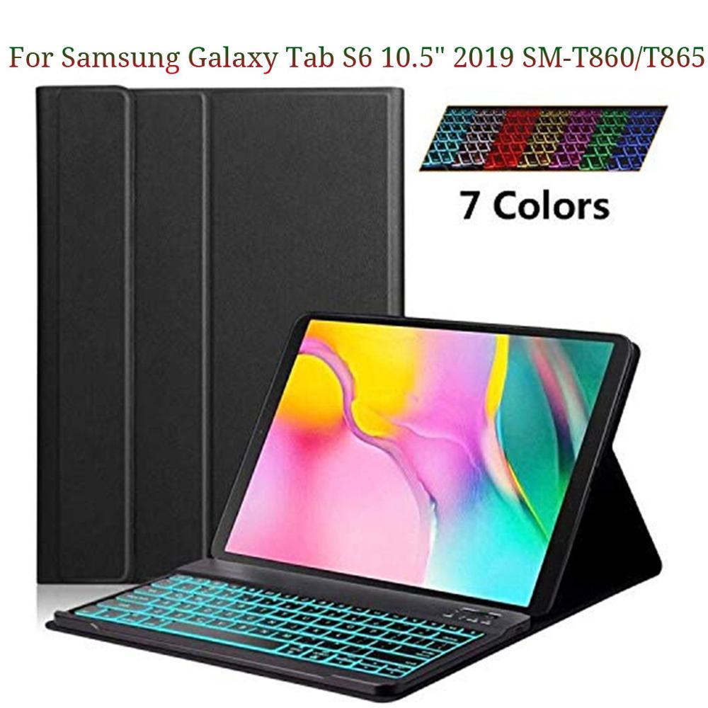 For Samsung Galaxy Tab S6 10.5 Inch SM T860 / T865 Keyboard Case Slim Stand Cover Backlight Protective Shell Skin #910