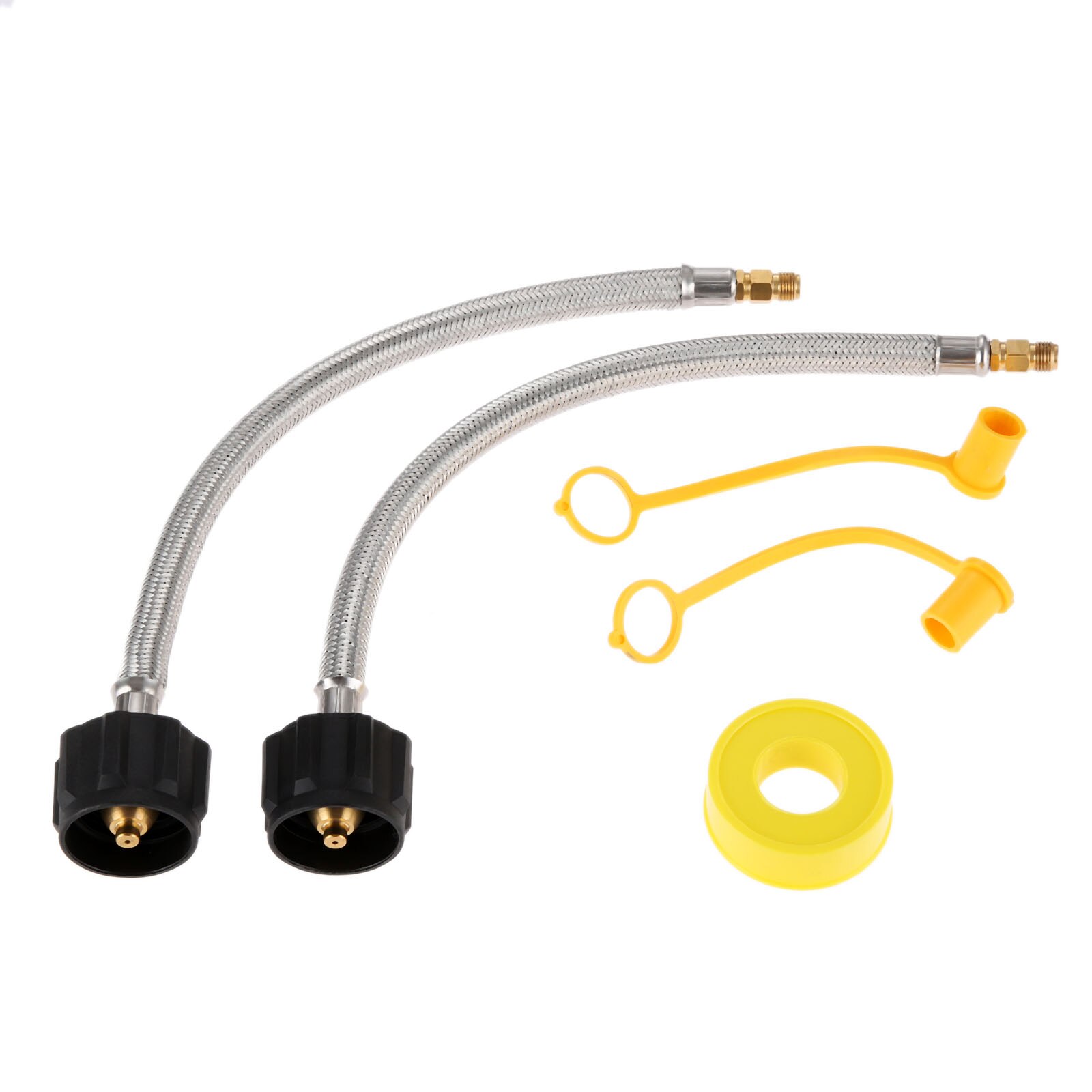 5pcs/kit 12in Pigtail Stainless Braided RV Propane Hose Connector 1/4 Inverted Male Flare Marshall Excelsior/Fairview Changeover