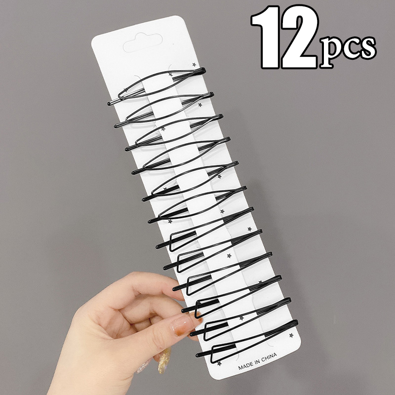 Horquillas onduladas para el cabello, pasadores negros de Metal, pasadores invisibles BB, accesorios para el cabello, 3/12 piezas: Verde militar