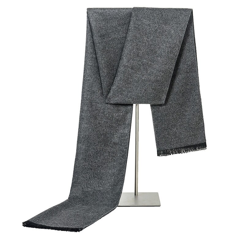 Bufanda clásica de algodón para hombre y mujer, chal largo de , a la , de invierno, con anillo, HY121: Dark grey
