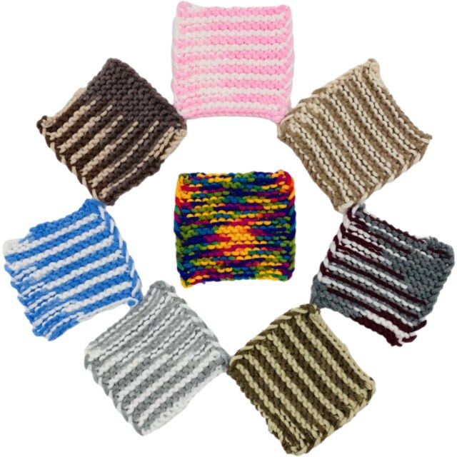 Dish Scrubber Washable Scourer Kitchen Cleaning Scrubby Cotton Yarn Crochet Hand Knit Dishcloth Reusable Washcloth Pot Scrubbies: RANDOM 6PCS SQUARE