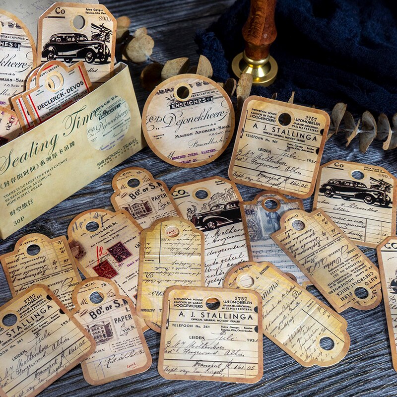 30 Sheets Antique Thick Card Hangtag Material Paper Junk Journal Planner Scrapbooking Vintage Decorative DIY Craft Paper