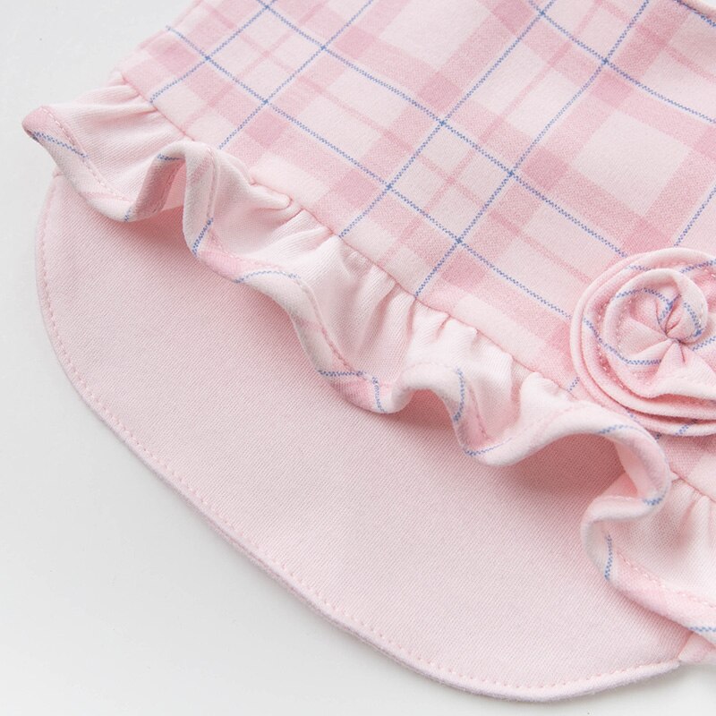 DBH12484 Dave Bella born baby girls cute floral plaid ruched bibs infant toddler bibs