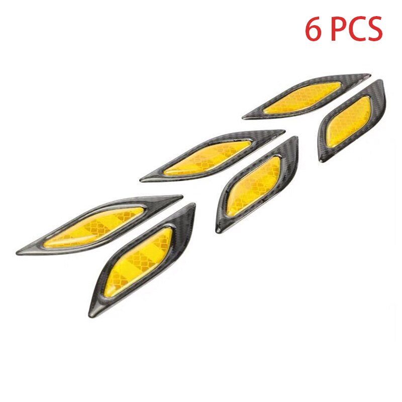 Carbon Fibers Car Sticker Reflective Anti-scratch Safety Mark Warning Stickers Auto 6pcs/set: Black Yellow