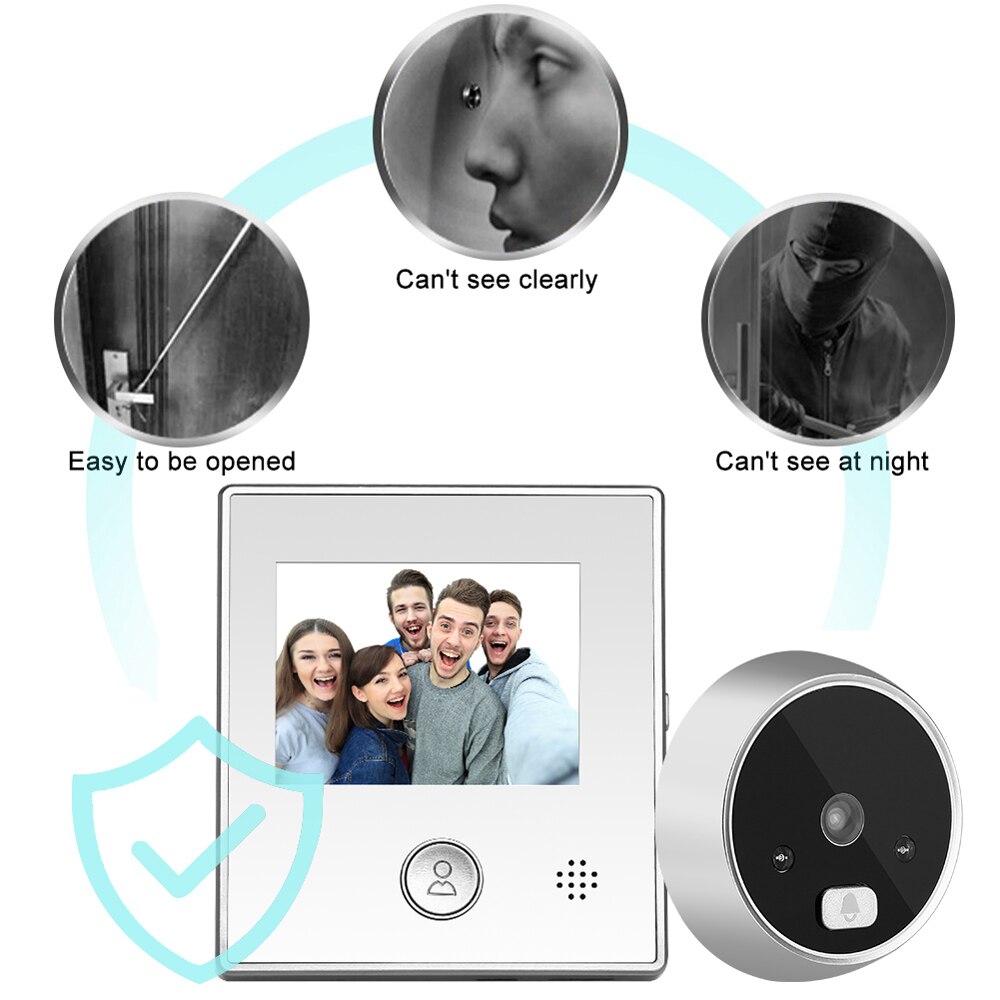 Smart elektronisk dørfremviser 2.8 "lcd-skærm digitalt dørkamera dørklokke visuelt kighulskamera fotooptagelse