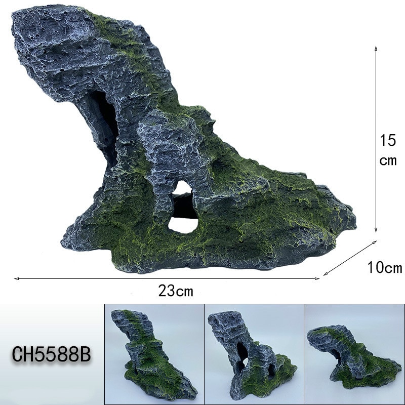 Rocas decorativas artificiales para acuario, paisajismo del tanque de peces, accesorios para acuascape, cueva de reptiles, camarones, ornamento de cueva escondite de piedra