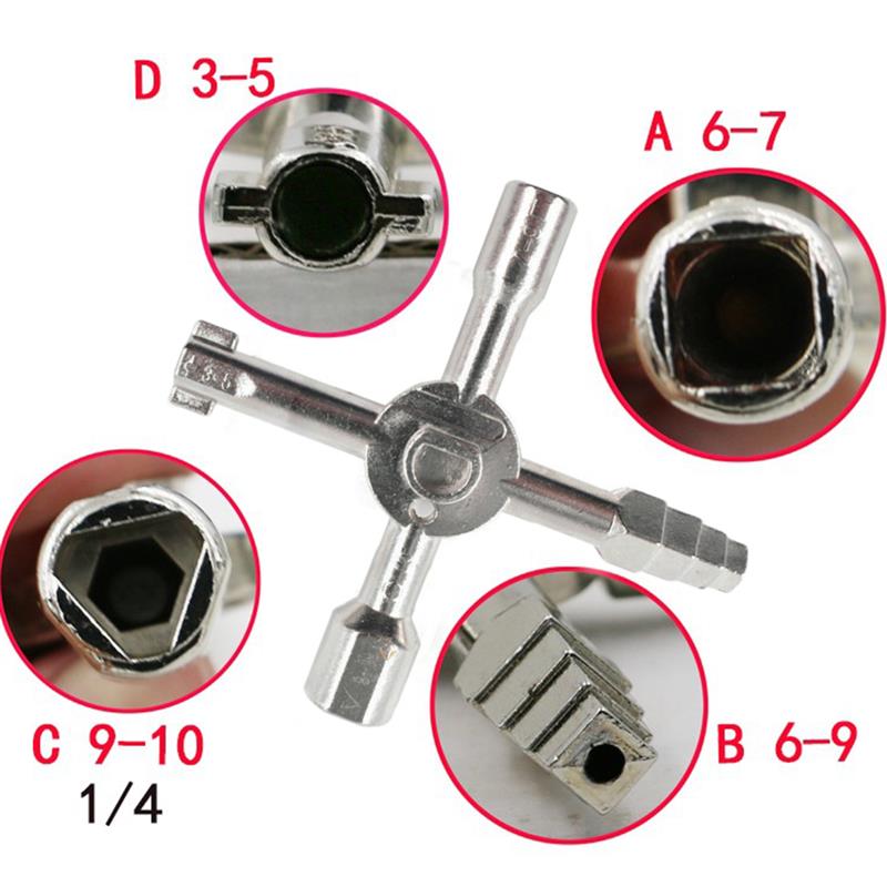 10 In 1 Multi Tool Triangle Wrench Key Cross Switch Universal Socket Wrench Cabinet Square Elevator Triangle Key Lock Cupboard