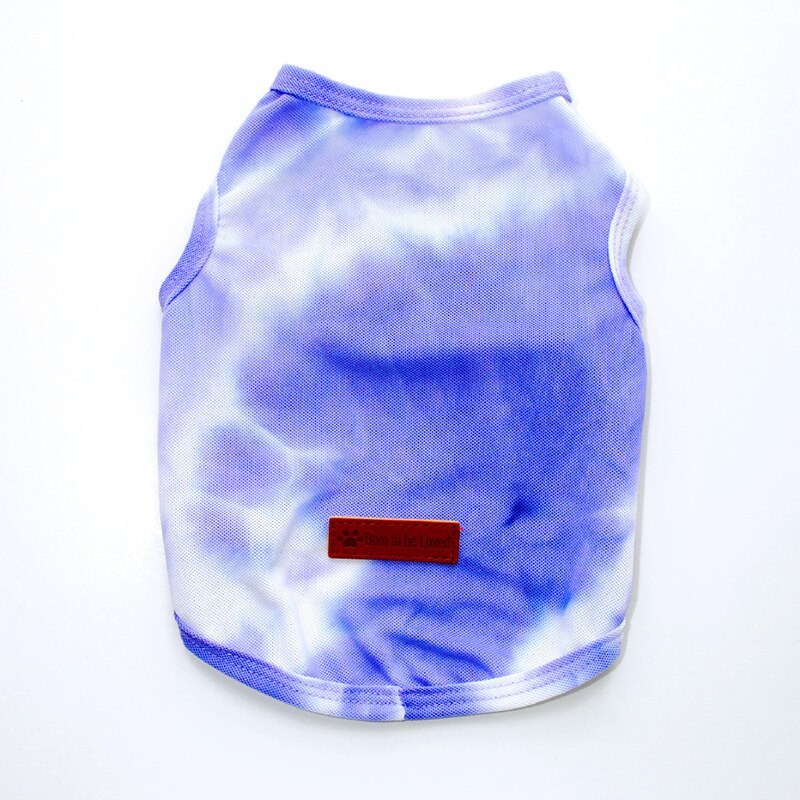 Tie Dye Pet Clothes Vest Dog Shirt Puppy Pet Clothing For Small Medium Dogs Chihuahua Yorkie Casual Breathable Costume: Purple / XS