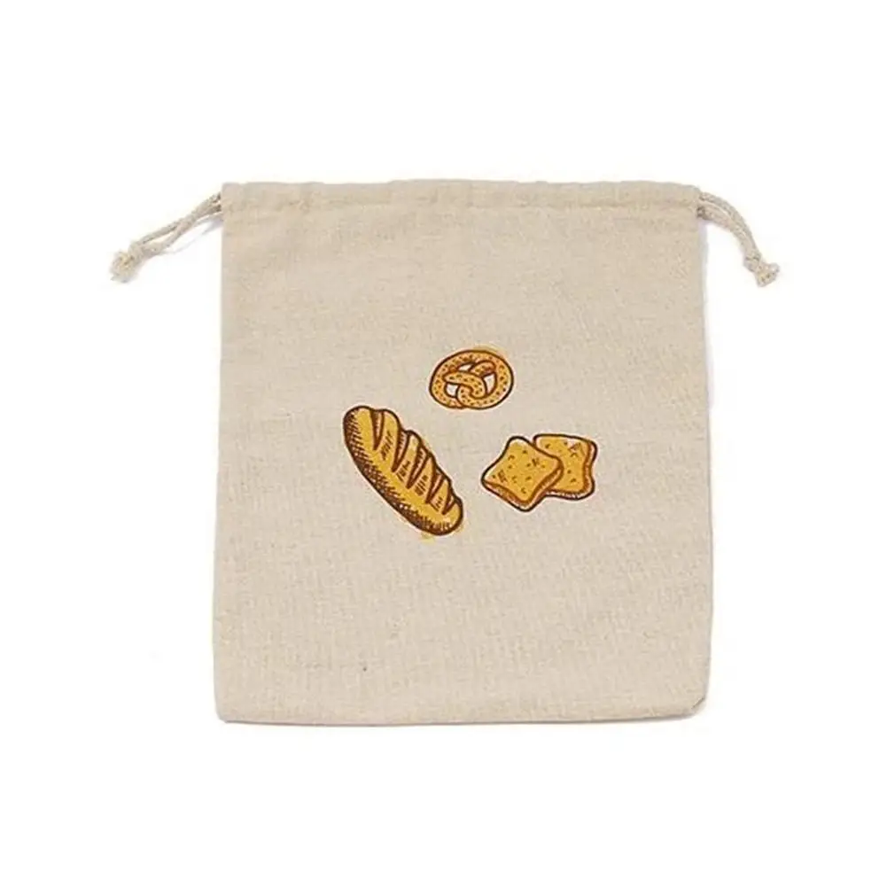 Bolsas reutilizables de lino con cordón para pan, organizador de cocina, gran almacenamiento lavable, accesorios de comida para el hogar, sin blanquear