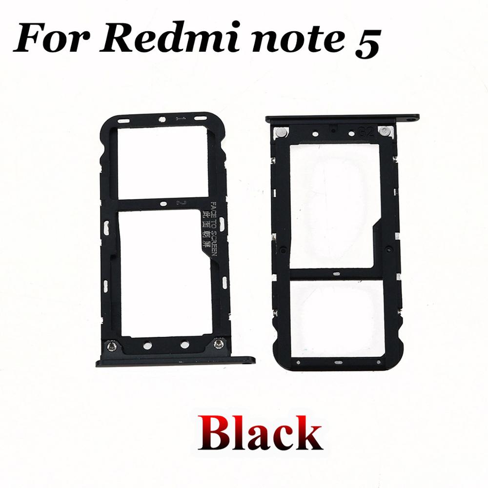 YuXi Voor Xiaomi Redmi 5 Sim-kaart Lade SIM Card Holder Adapter voor Xiaomi Redmi note 5 note5 Sim-kaart slot Miscro SD TF Kaart Lade: Note 5-Black