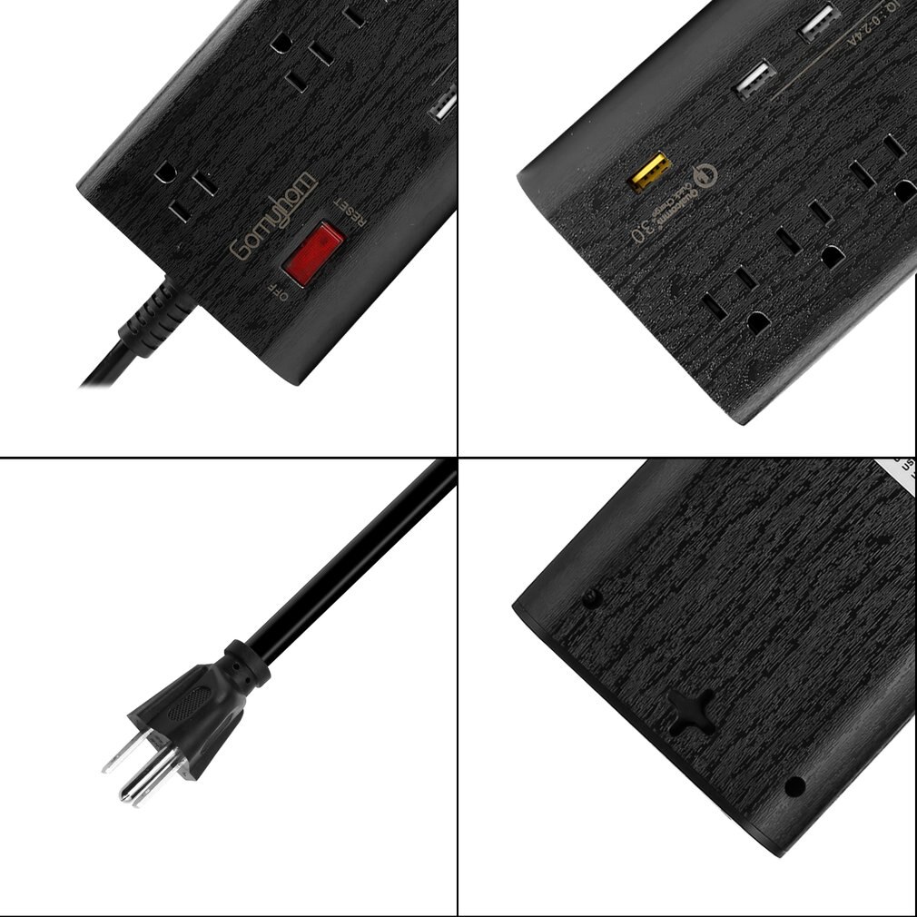 Usb Charger Power Socket 7 Way Outlets 1 Qc 3.0 Usb Port And 4 Smart Usb Port Extension Lead Power Strip Surge Protection