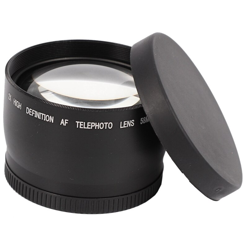 58mm 2X teleobjetivo lente para Canon EOS 1200D 1100D 700D 650D 600D 550D 500D 60D 70D 7D 6D Cámara