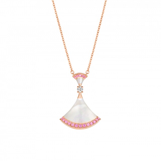 Collana elegante rosa s925 in argento sterling europeo e americano piena di accessori pendenti con diamanti: XL-039