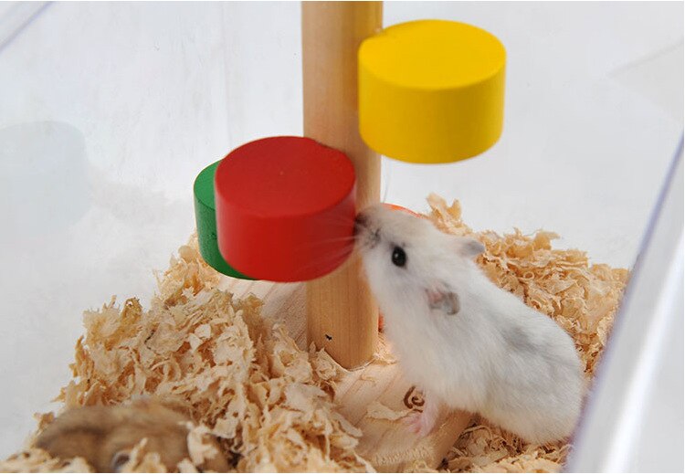 Natural Wooden Colorful Scaling Ladder Fun Play Pet Toys Rat Hamsters Toy Wooden Hamster Funny Exercise Lookout Tower Mouse Toys