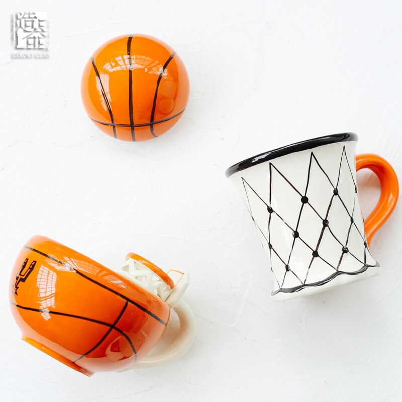 Tasse de basket-ball créative en céramique, petit-déjeuner, motif dessin animé, pour enfants, joli, pour le lait, le café