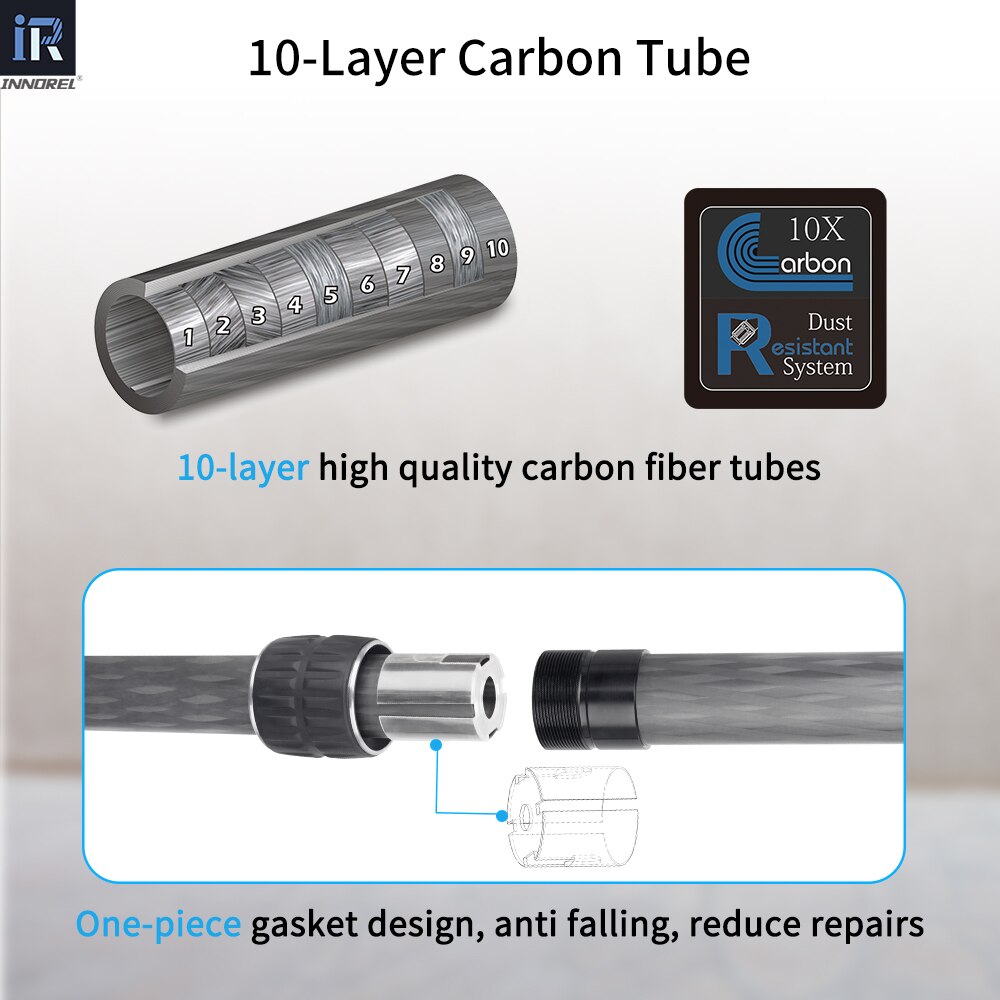 INNOREL – tige d&#39;extension de mi-colonne en Fiber de carbone, 10 couches, colonne centrale universelle pour trépied monopode pour appareil photo DSLR