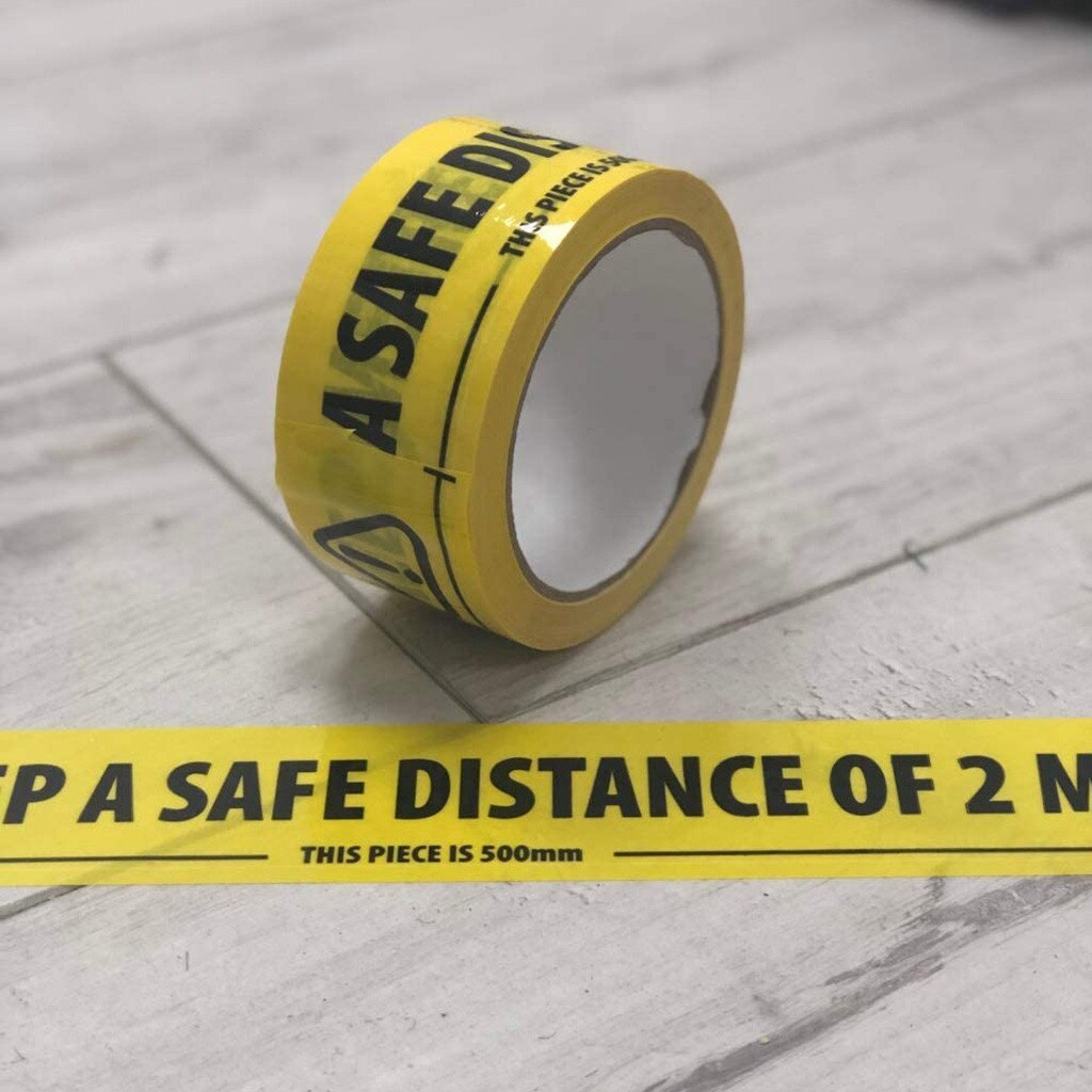 1 Roll Safety Warning Tape 2 Metre Apart Social Safe Distancing Floor Tape 33 m x 48mm Danger Remind DIY Tile Stickers