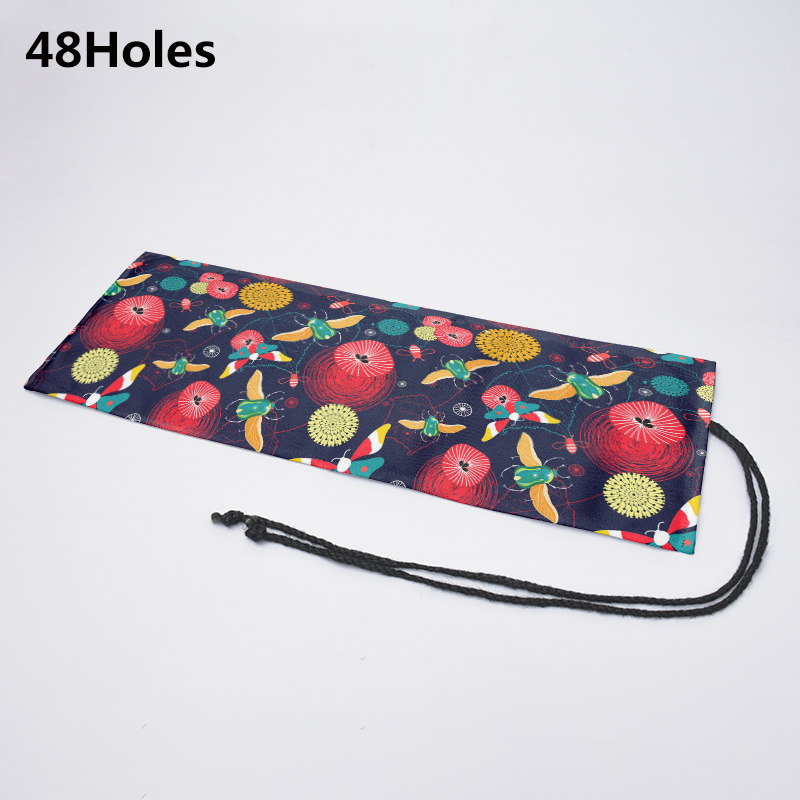 Estuche de lona con 12/24/36/48/72 agujeros, bolsa de almacenamiento de papelería escolar, estampado a la , para lápices, rollo de bolígrafo, cortina Unisex: 48K-2