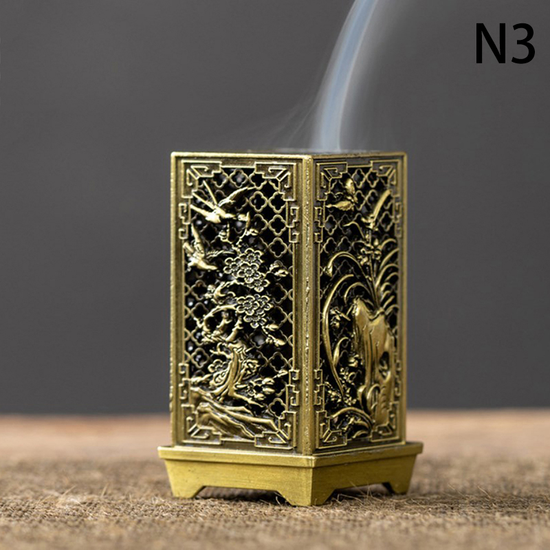 Bruciatore di incenso verticale quadrato ottavino porta incenso in lega di Xiangyun aromaterapia per interni ornamento per la casa bruciatori cinesi a forma di prugna: Rosso