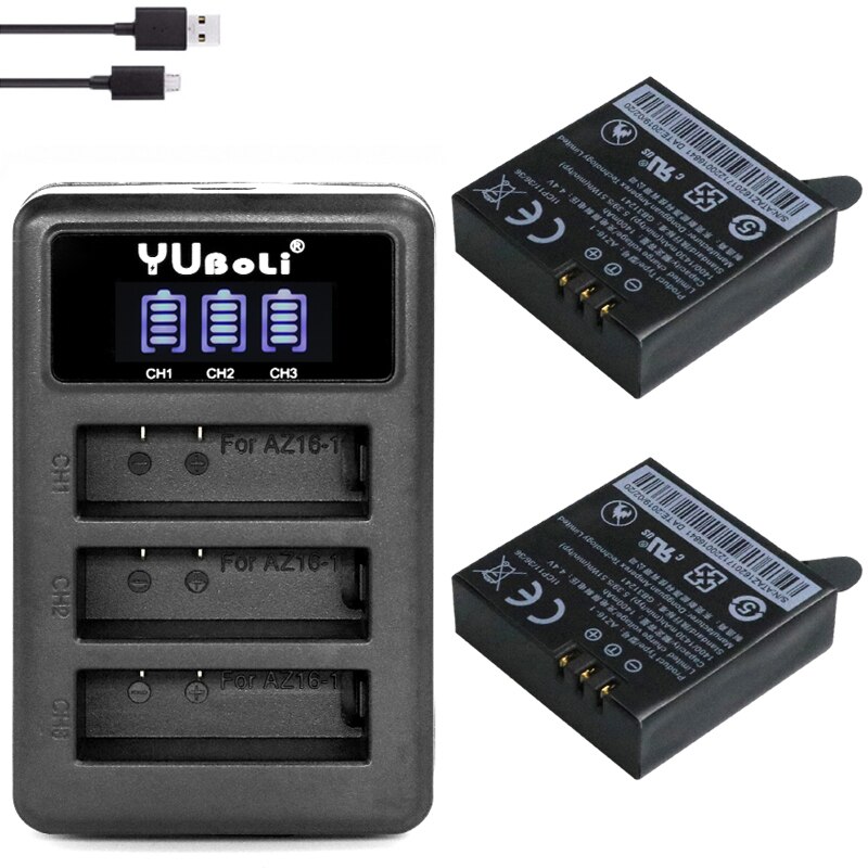 1400mAh Xiaomi Yi Batteries +3 ways USB Charger for yi Xiaomi Yi Action Camera International Version camera: charger and 2battery