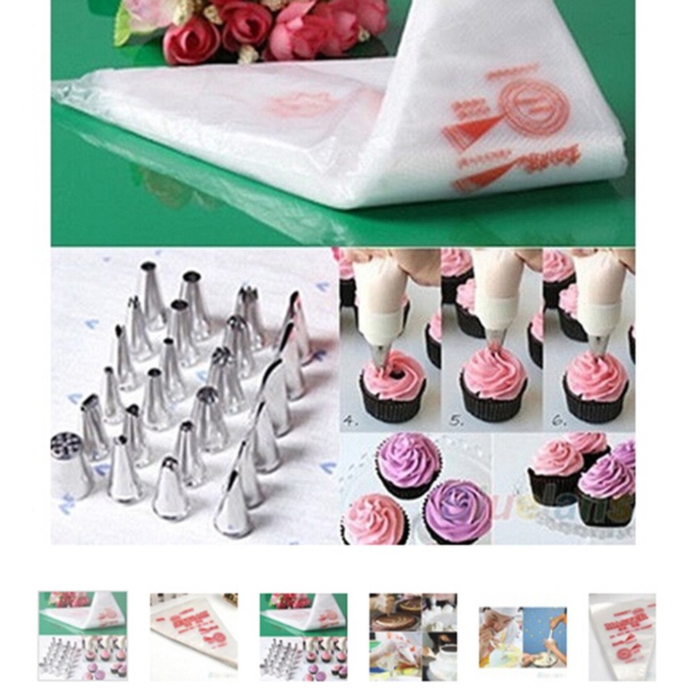 100 STUKS Bakken Decorating Bag Voor Bakken Cake Tool Wegwerp Spuitzak Icing Nozzle Fondant Cake Decorating Pastry Tips Gereedschap
