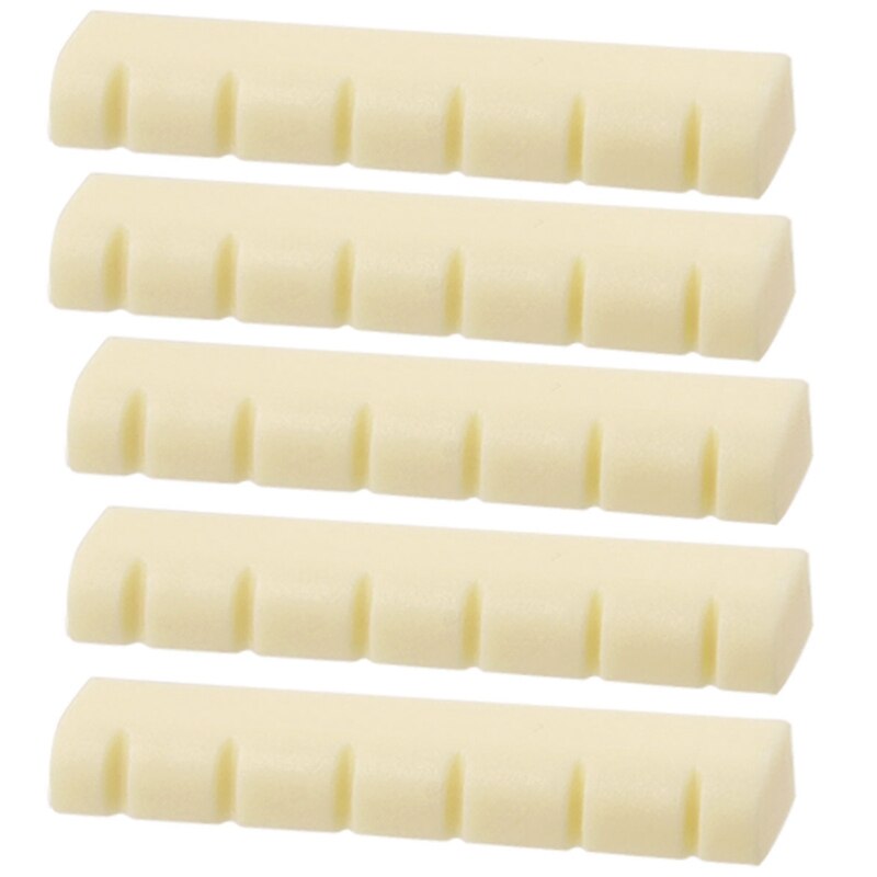 7 Pcs Gitaar Plastic Onderdelen: 2 Stuks Beige Bridge Zadel Moer, voor Klassieke Gitaar & 5 Pcs Gitaar Ivory Vervanging Sleuven N