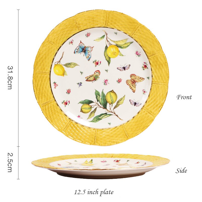 European Vintage Coffee Cup Saucer Set Ceramic Phnom Penh Teacup Teapot Home Kitchen Supplies Party Tea Set Housewarming: Plate 12.5