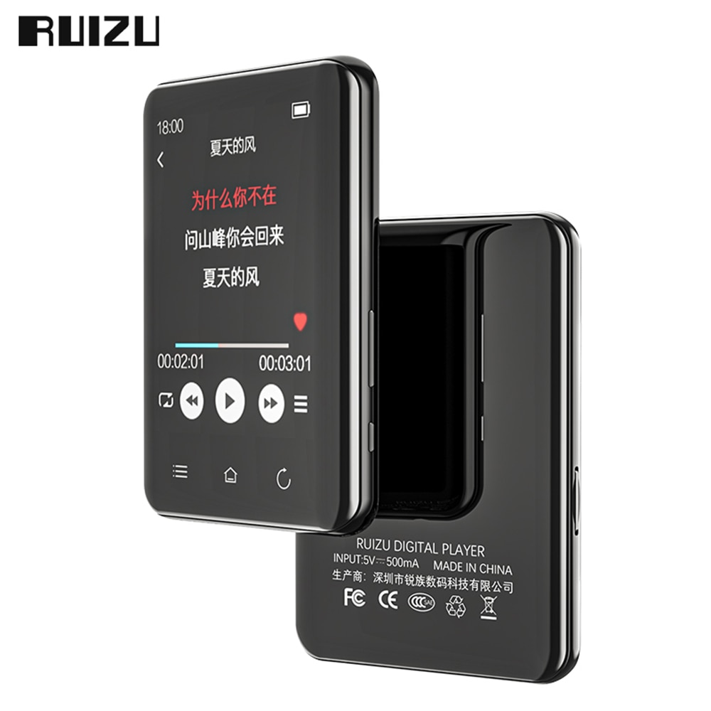 Ruizu D66 Bluetooth 5.0 MP3 Speler Touch Screen Muziekspeler Draagbare Audiospeler Ondersteuning Fm Radio Recorder E-Book Klok Video