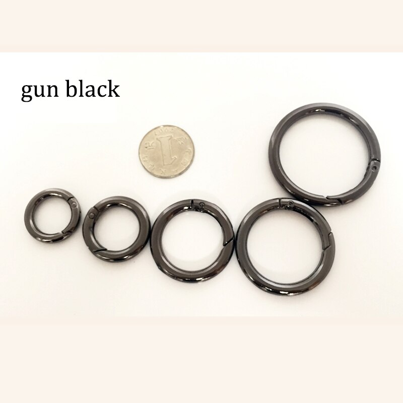 4PCS Metal D O Ring Openable Clap For Bags Handbag DIY Snap Clasp Claps Trigger For Handbags Straps for Bag Parts Accessories: gun black / inner 1.5cm