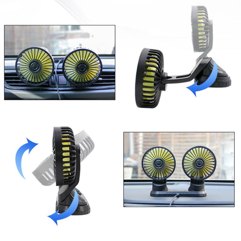 Universele draagbare, dubbele ventilator voor op het bureau, oplaadbaar via usb, multifunctioneel luchtcirculatiesysteem voor in de auto
