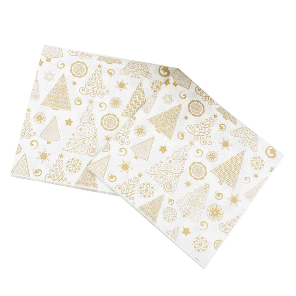20 Stuks Gedrukt Kerst Servetten Xmas Tree Patroon Houtpulp Tissue Diner Servetten Verjaardagsfeestje Gunsten Supplies