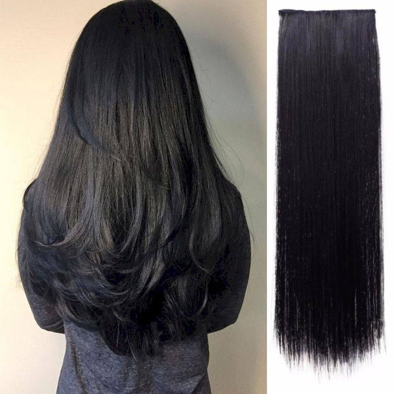 3 Clips In Extensions 45CM Straight Hairpieces for white women Synthetic high temperature fiber Hair 3pieces a head