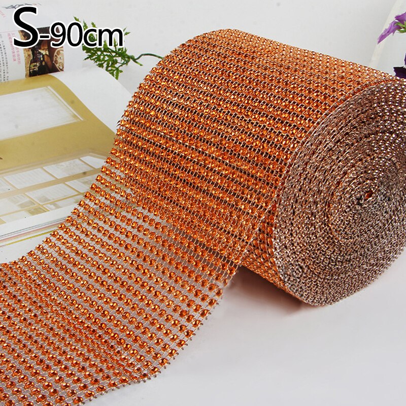 1 Roll 24 Rijen Goud Zilver Crystal Diamond Mesh Rhinestone Lint Voor Verjaardag Bruiloft Diy Decoratie Cake Wrap Crystal Tulle: S