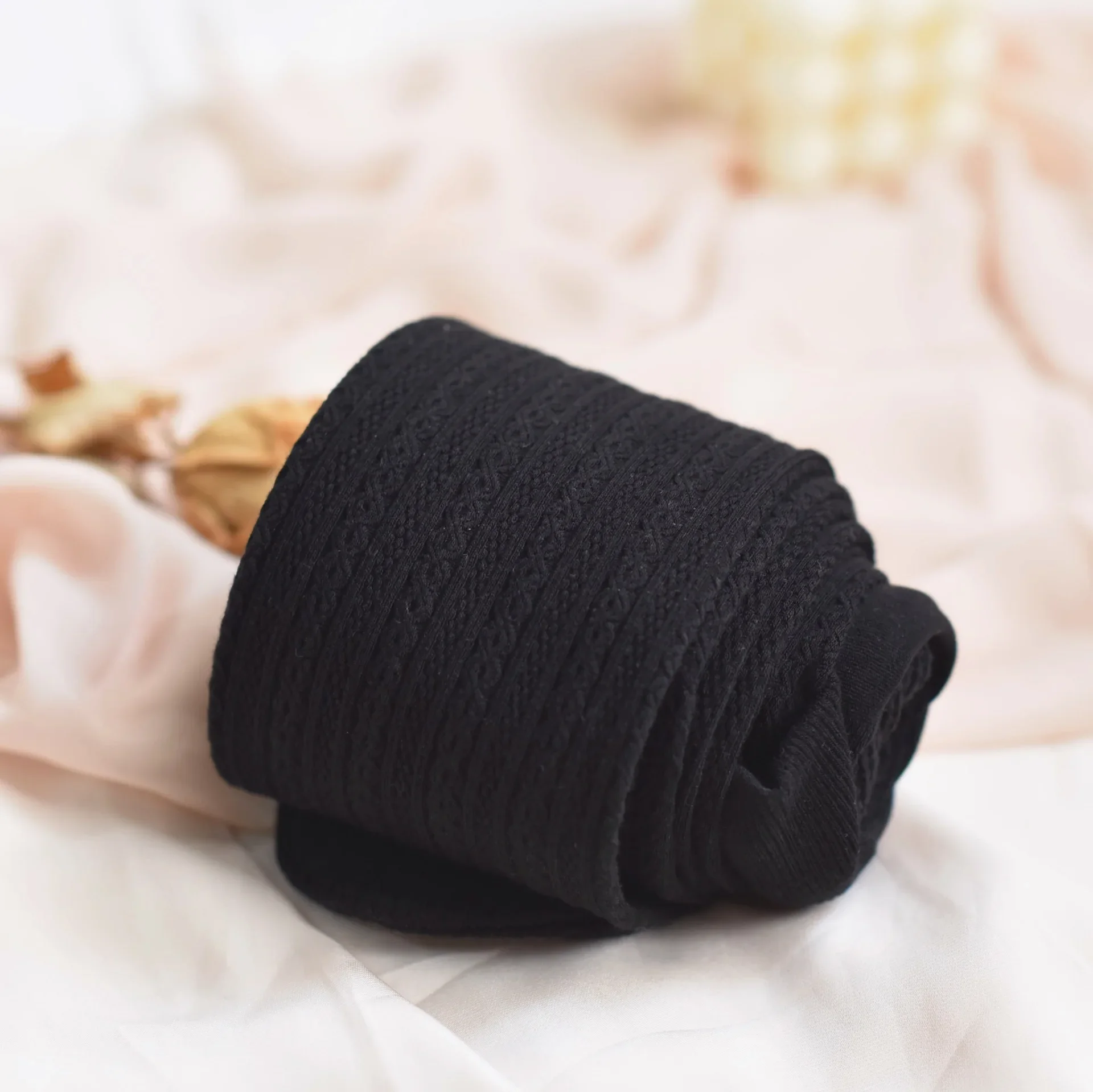 Japanse Winter Verticale Bar Warme Panty Haver Kleur Mager Volledige Voet Verdikte Basis Sokken Snoep Kleur Foundation Pluche Panty: Black