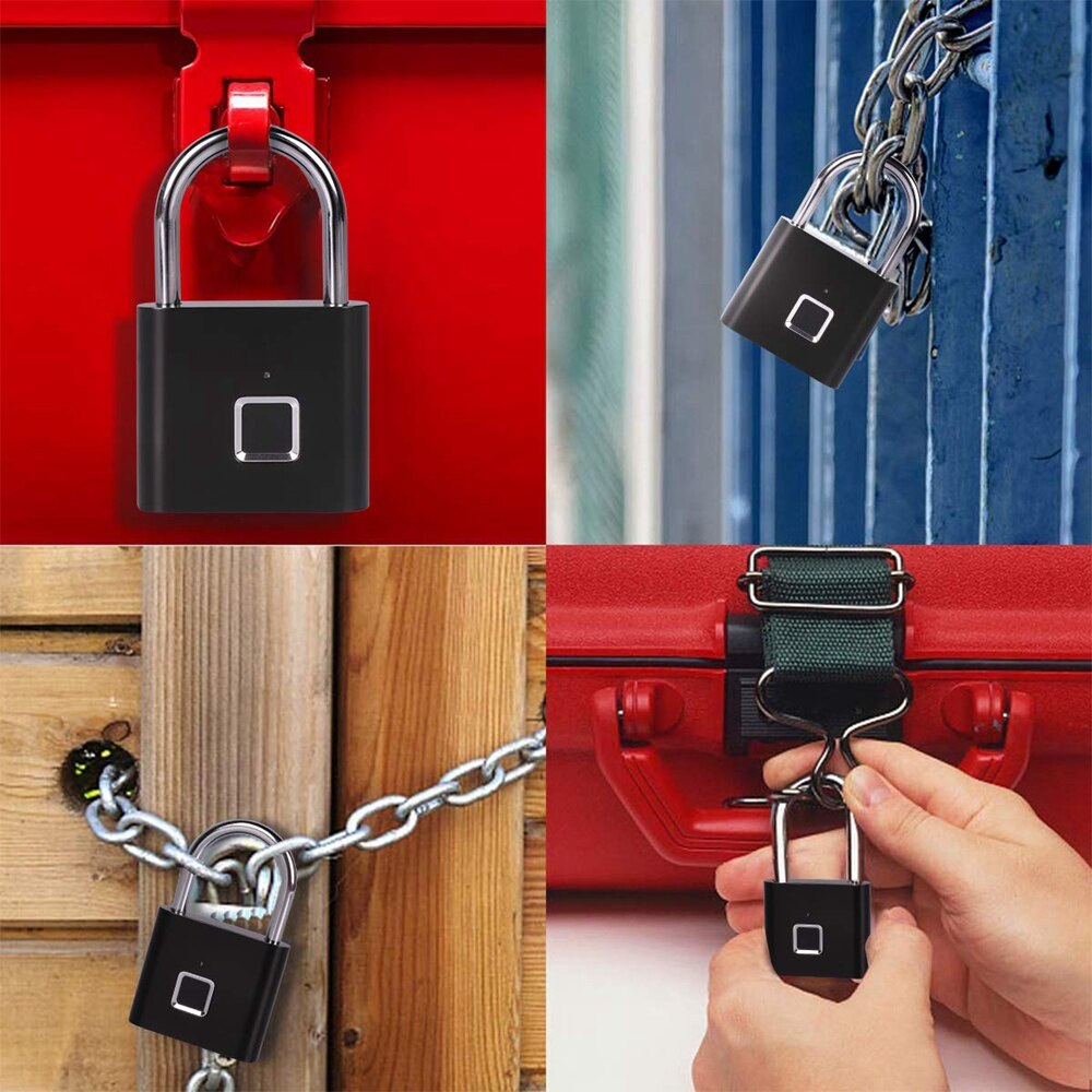 Vingerafdruk Slot Smart Hangslot Thumbprint Deur Hangsloten Draagbare Anti-Diefstal Vingerafdruk Slot Voor Zak Lade Koffer