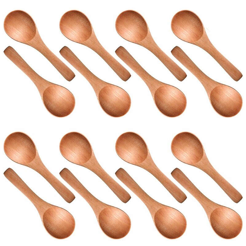 Small Wooden Spo on Tasting Spo on Condiments Salt Spoons for Kitchen Cooking Seasoning Oil Coffee Tea Sugar
