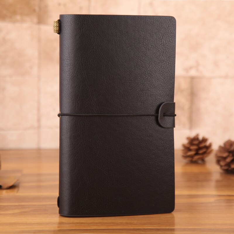 RuiZe faux leather journal reizen notebook A6 pocket notepad school dagboek note book graveren naam creatieve briefpapier: Black / A6 no engrave letter